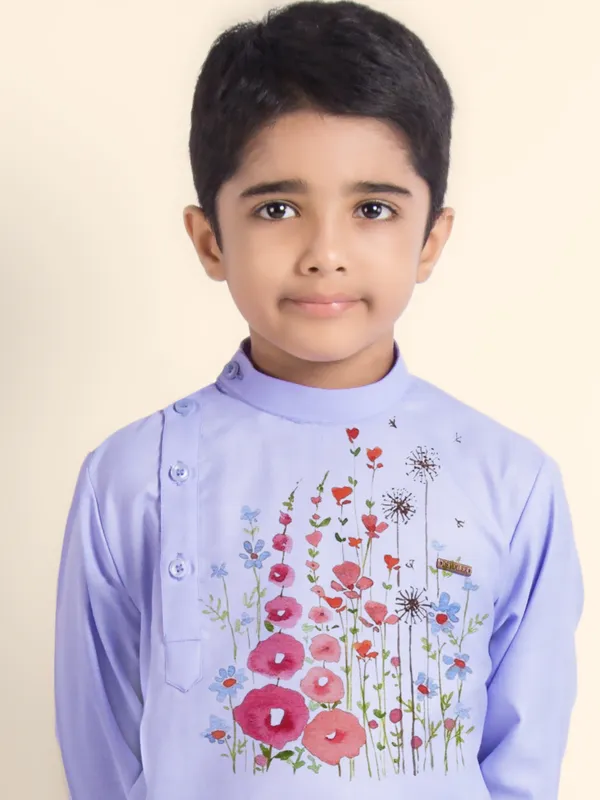 Boys_CottonPrinted_Beige_Kurta