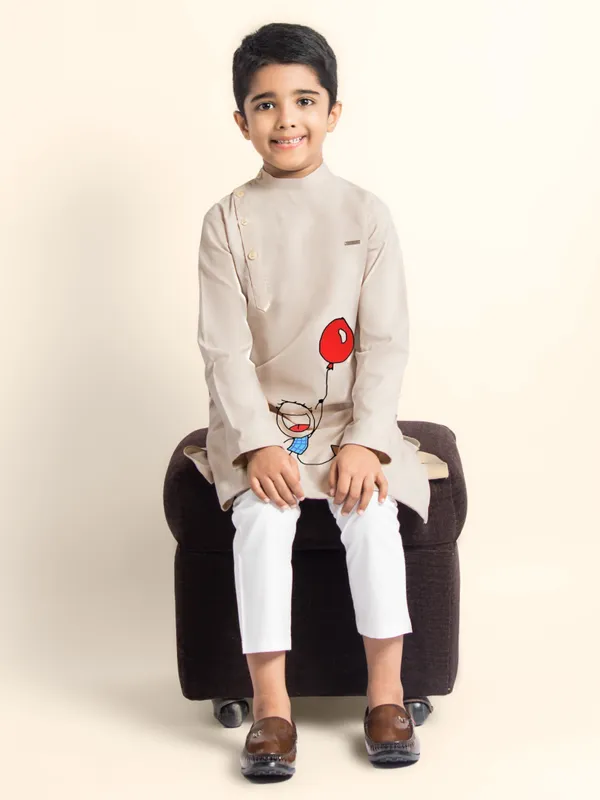 Boys_CottonPrinted_Pink_Kurta
