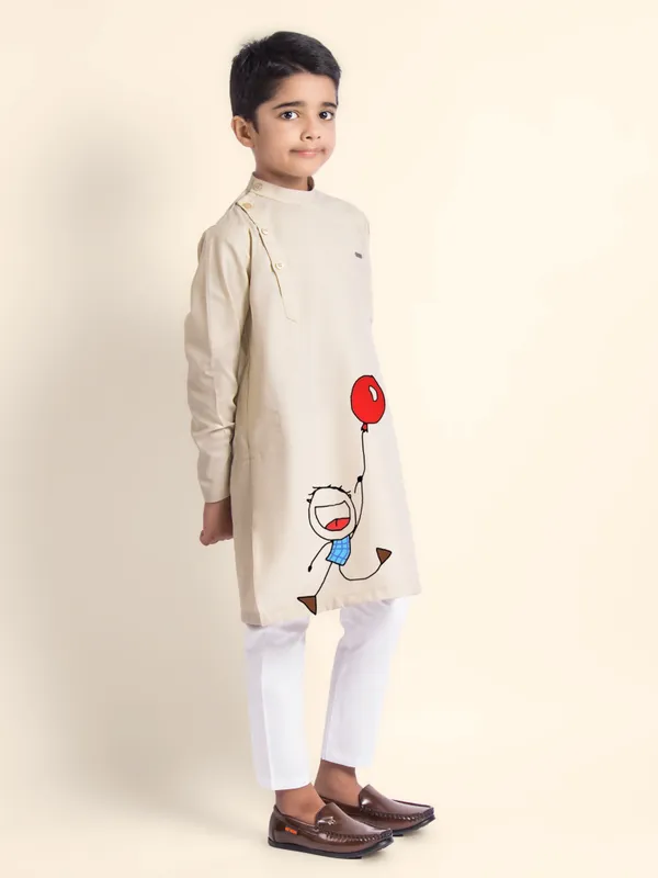 Boys_CottonPrinted_Pink_Kurta
