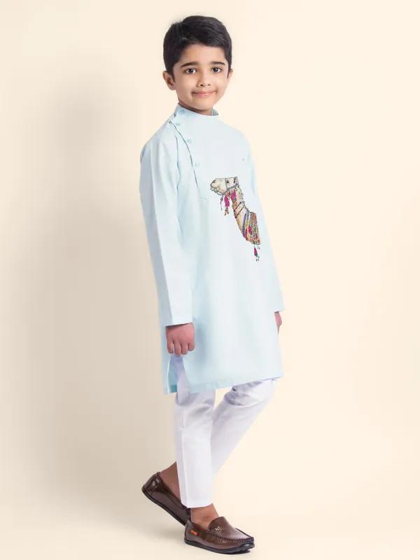 Boys_CottonPrinted_Purple_Kurta