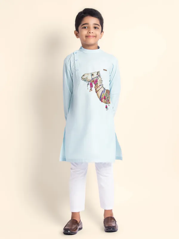 Boys_CottonPrinted_Purple_Kurta