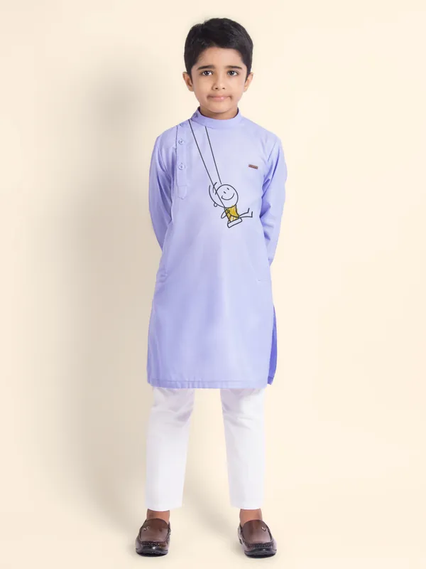 Boys_CottonPrinted_Beige_Kurta