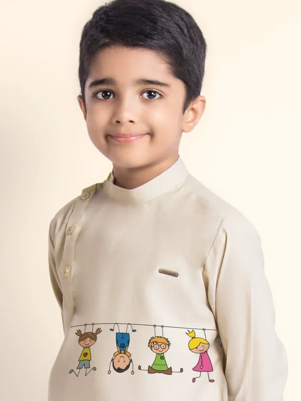 Boys_CottonPrinted_Pink_Kurta