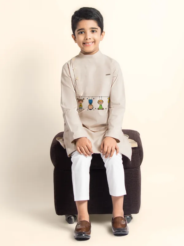 Boys_CottonPrinted_Pink_Kurta