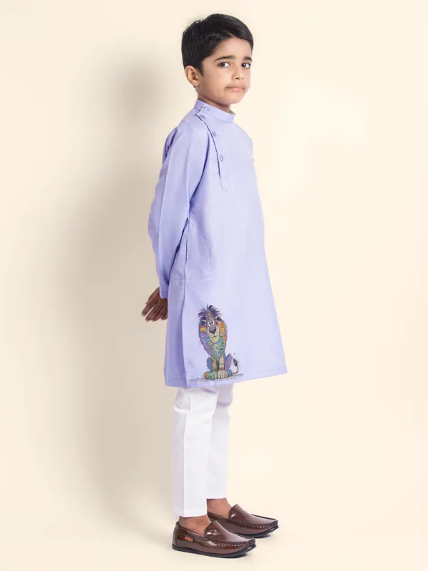 Boys_CottonPrinted_Beige_Kurta