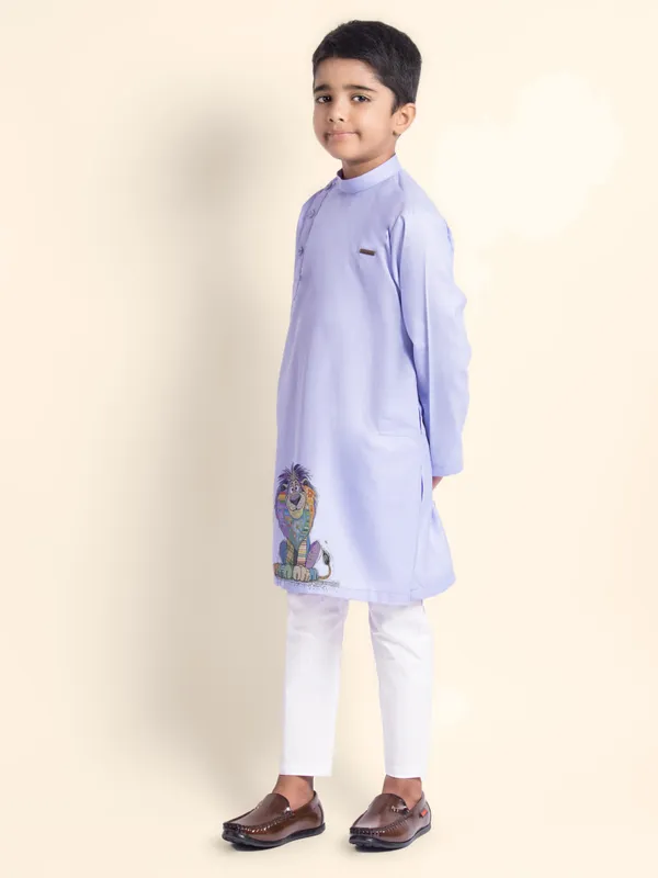 Boys_CottonPrinted_Beige_Kurta