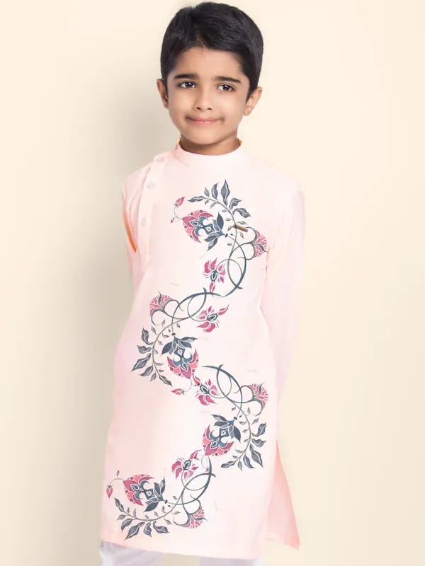 Boys_CottonPrinted_Purple_Kurta