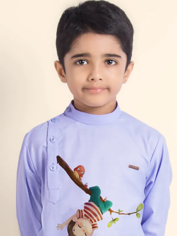 Boys_CottonPrinted_Beige_Kurta