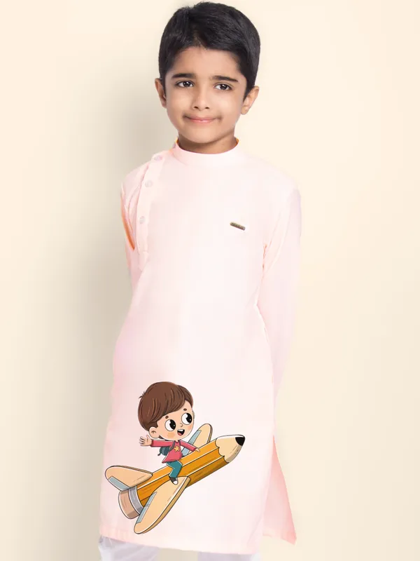 Boys_CottonPrinted_Blue_Kurta