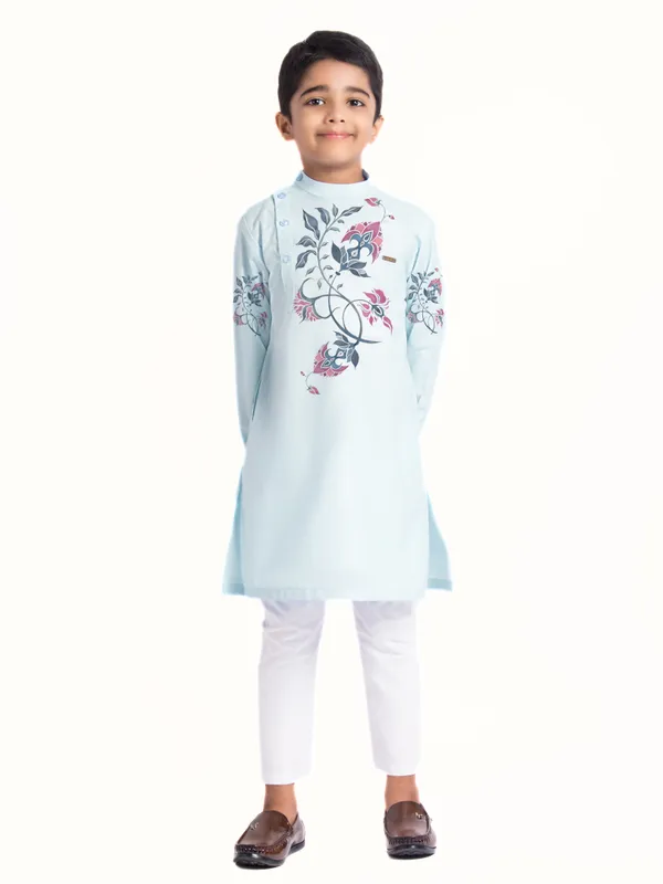 Boys_CottonPrinted_Purple_Kurta