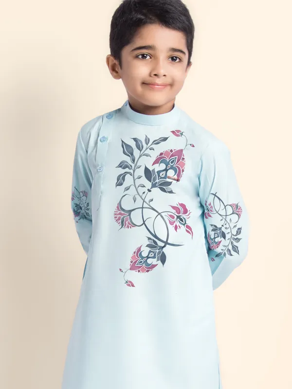 Boys_CottonPrinted_Purple_Kurta
