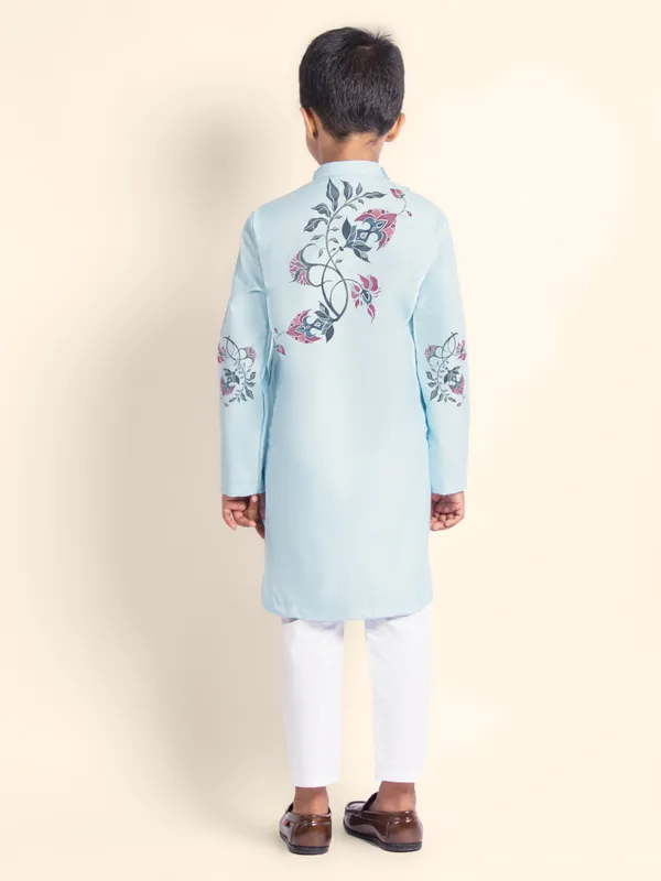 Boys_CottonPrinted_Purple_Kurta