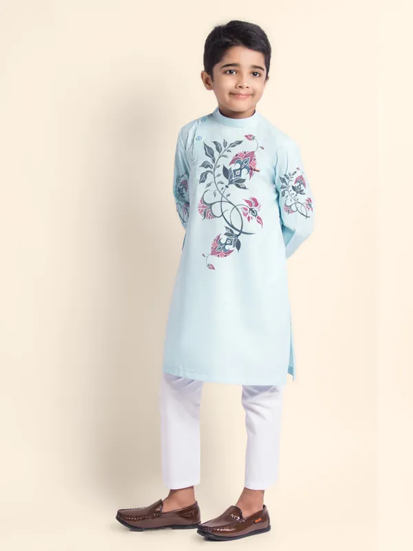 Boys_CottonPrinted_Purple_Kurta