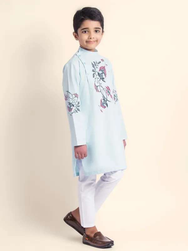 Boys_CottonPrinted_Purple_Kurta