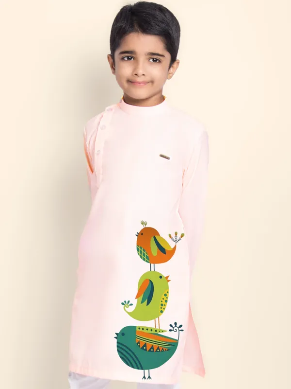 Boys_CottonPrinted_Blue_Kurta