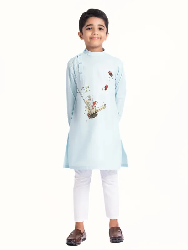 Boys_CottonPrinted_Purple_Kurta
