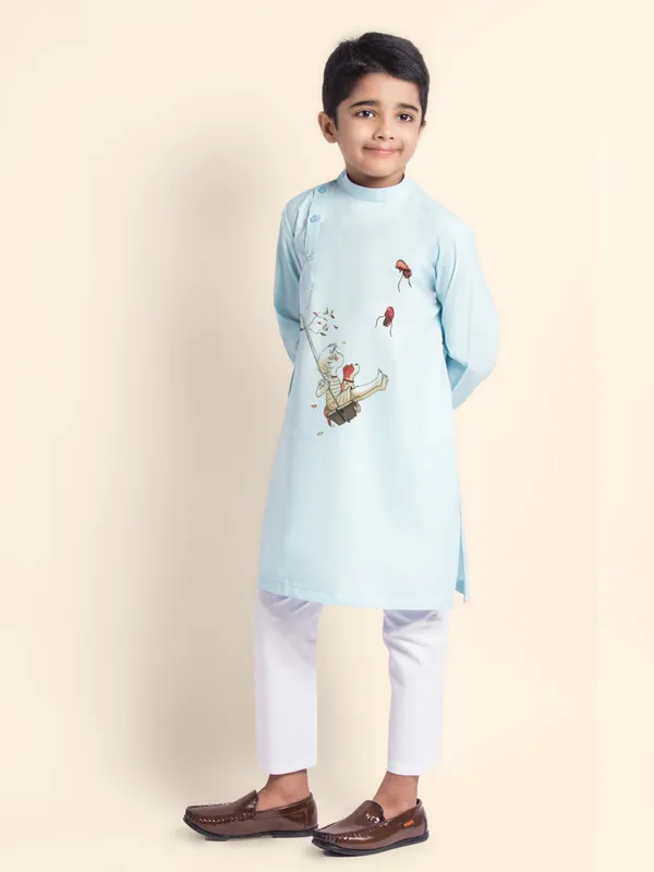 Boys_CottonPrinted_Purple_Kurta