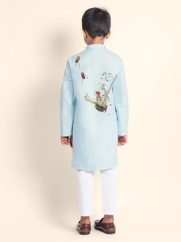 Boys_CottonPrinted_Purple_Kurta