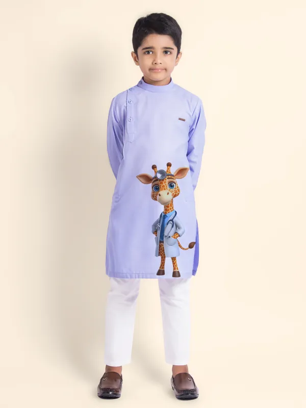 Boys_CottonPrinted_Beige_Kurta