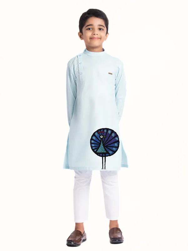 Boys_CottonPrinted_Yellow_Kurta