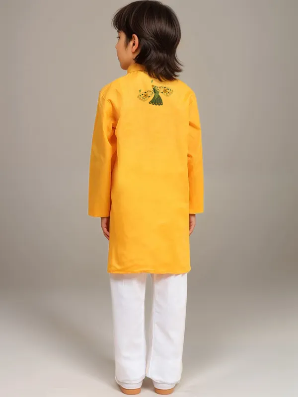 Boys_CottonPrinted_Yellow_Kurta