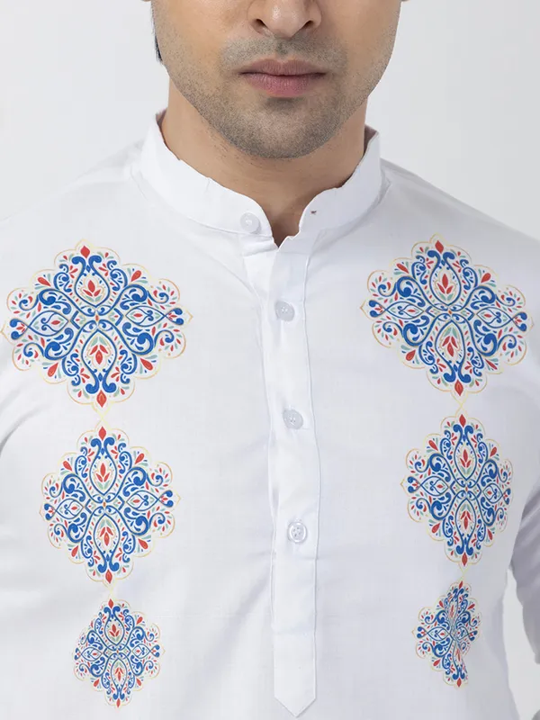 White_Mandarin_Collar_Ethnic_Motifs_Printed_Dupion-Silk_Kurta_Pyjama_Set_For_Men