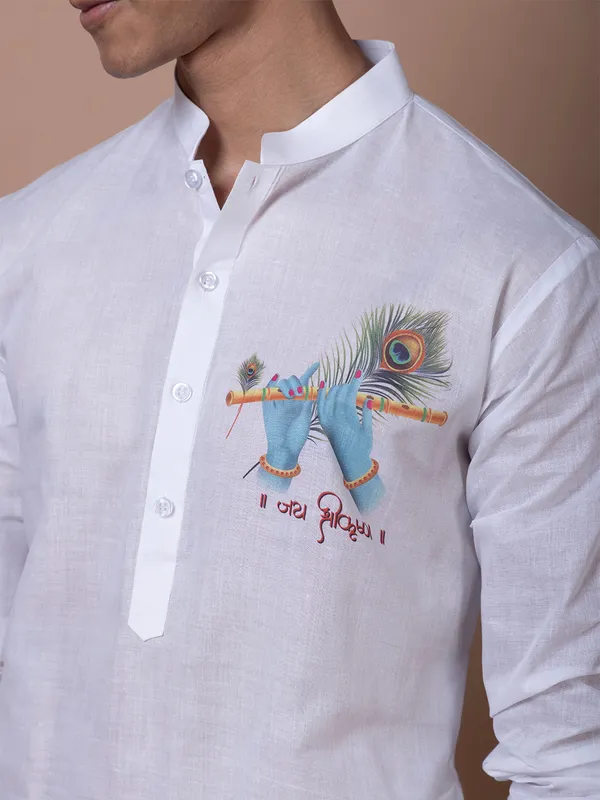 White_Printed_Kurta_Pyjama_Set_For_Men