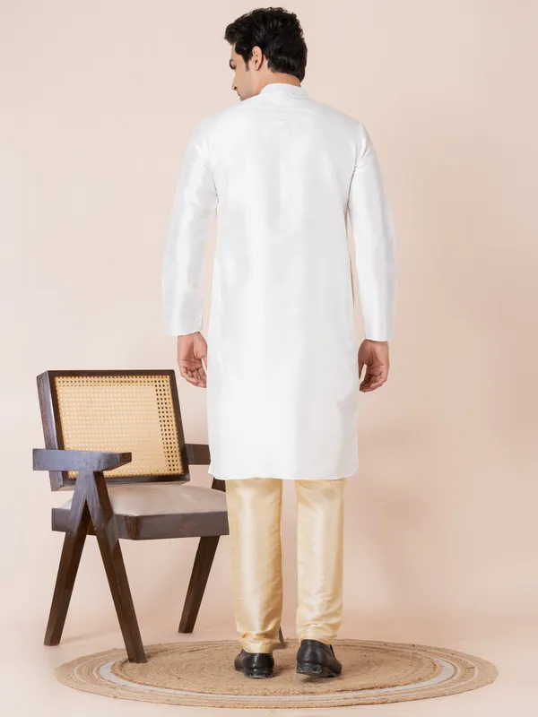 White_Printed_Kurta_Pyjama_Set_For_Men