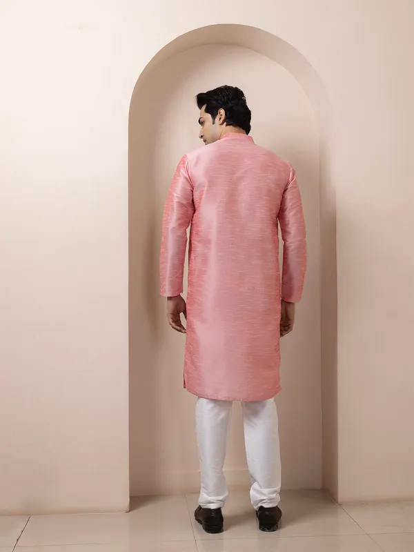 Pink_Dupion_Silk_Straight_Kurta_With_Pyjama_Set_For_Men