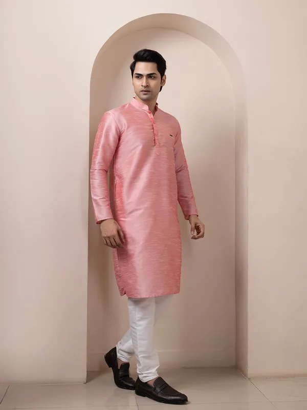 Pink_Dupion_Silk_Straight_Kurta_With_Pyjama_Set_For_Men