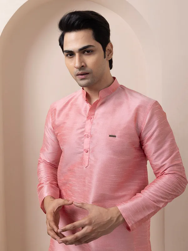 Pink_Dupion_Silk_Straight_Kurta_With_Pyjama_Set_For_Men
