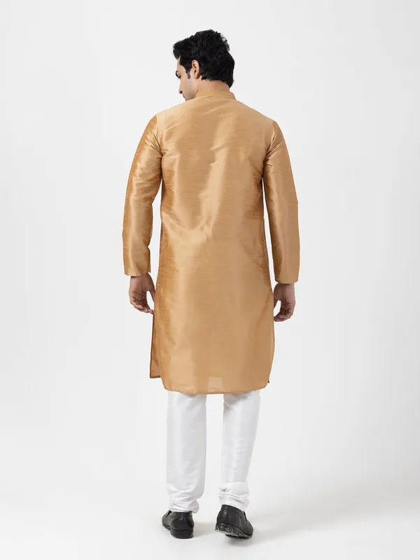 Brown_Dupion_Silk_Straight_Kurta_With_Pyjama_Set_For_Men