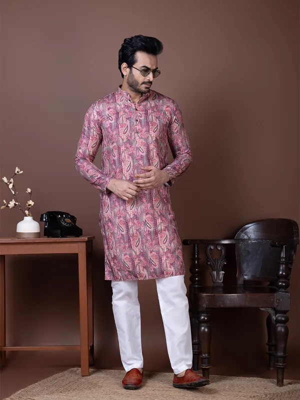Pink_Paisley_Printed_Festive_Straight_Kurta_Pyjama_Set_For_Men