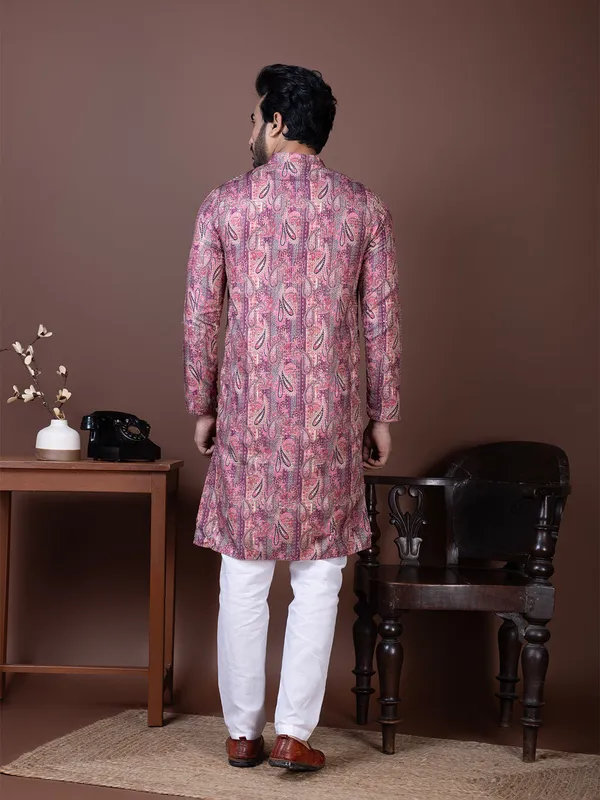 Pink_Paisley_Printed_Festive_Straight_Kurta_Pyjama_Set_For_Men