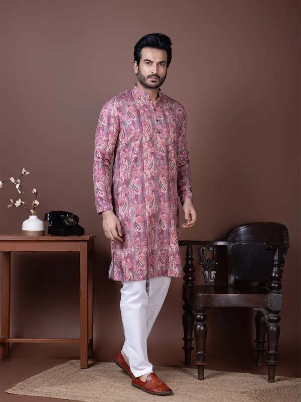 Pink_Paisley_Printed_Festive_Straight_Kurta_Pyjama_Set_For_Men
