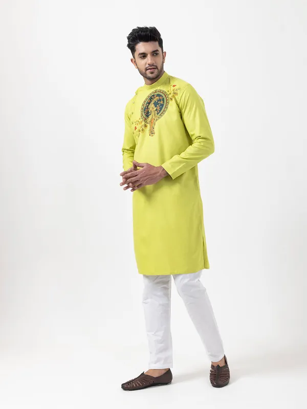 Green_Side_Placket_Printed_Kurta-Pyjama_Set_For_Men