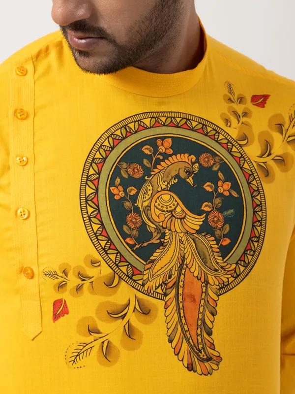 Mustard_Side_Placket_Printed_Kurta-Pyjama_Set_For_Men