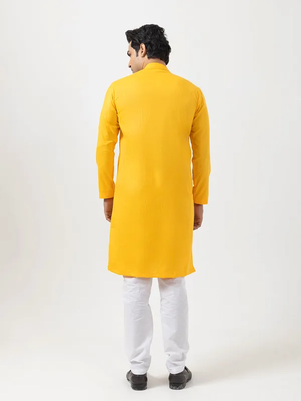Mustard_Side_Placket_Printed_Kurta-Pyjama_Set_For_Men
