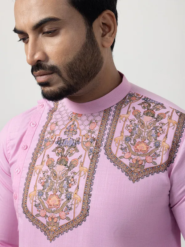 Pink_Printed_Kurta_Pyjama_Set_For_Men