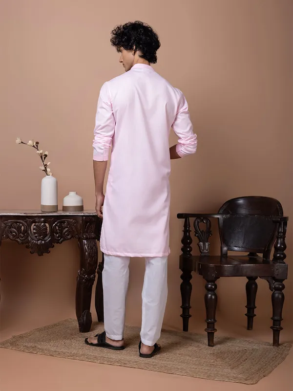 Pink_Printed_Kurta_With_Pyjama_Set_For_Men