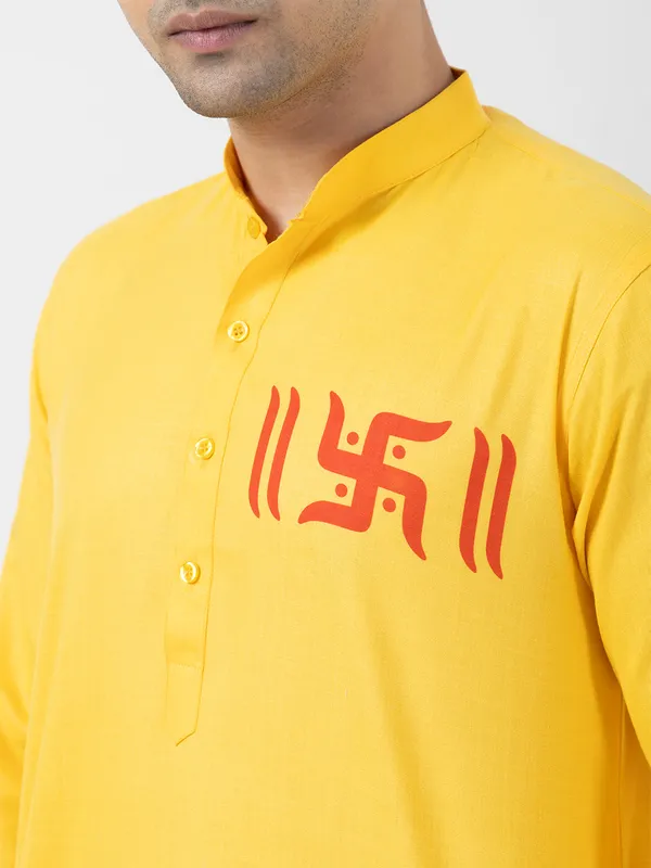 Yellow_Printed_Dupion-Silk_Kurta_Pyjama_Set_For_Men