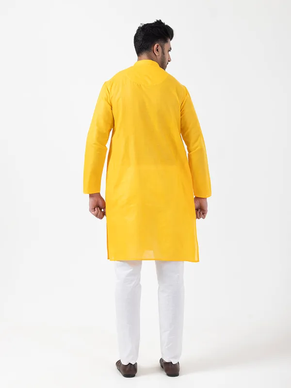 Yellow_Printed_Kurta_Pyjama_Set_For_Men
