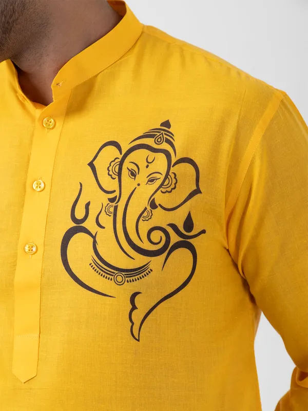 Yellow_Printed_Kurta_Pyjama_Set_For_Men