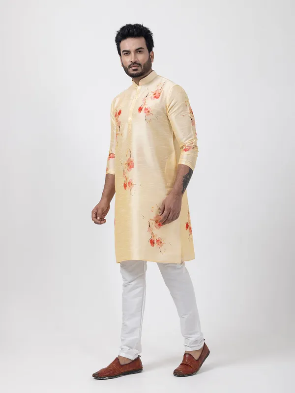 Gold_Printed_Kurta_Pyjama_Set_For_Men