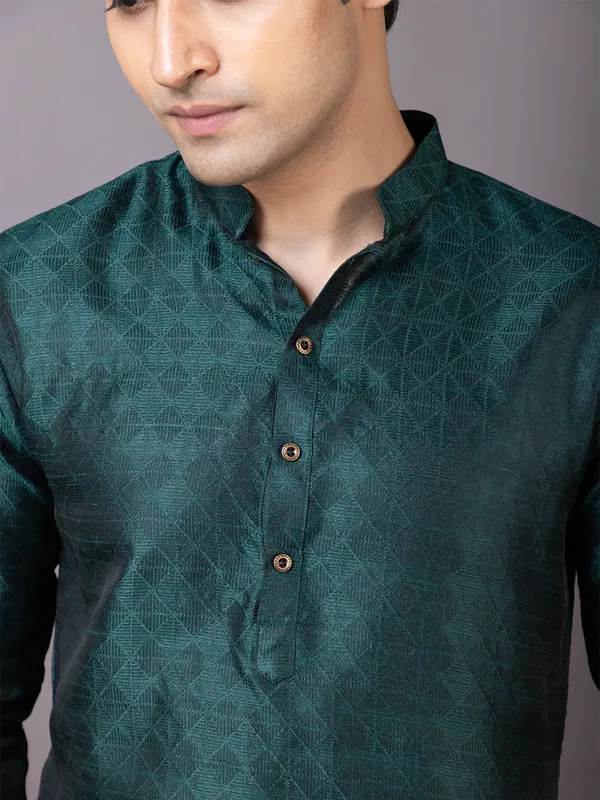 Men_Jacquard_Green_Kurta