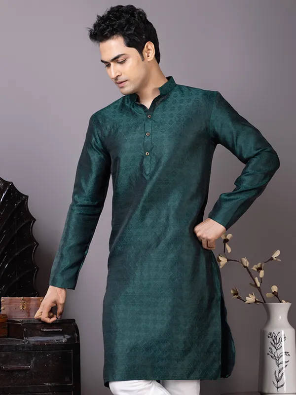 Men_Jacquard_Green_Kurta