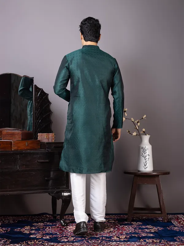 Men_Jacquard_Green_Kurta