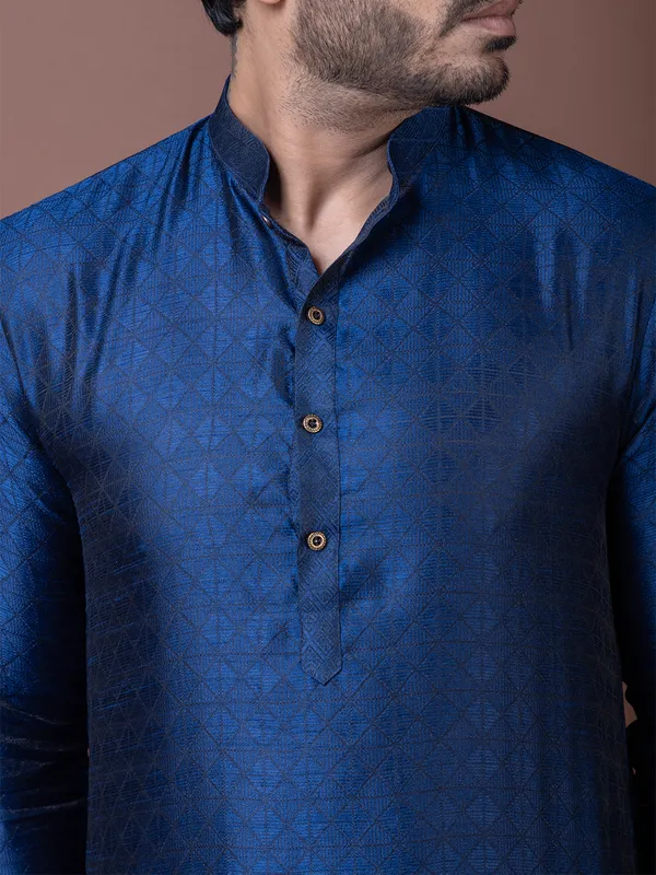 Men_Jacquard_Navy_Kurta