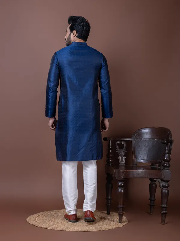 Men_Jacquard_Navy_Kurta