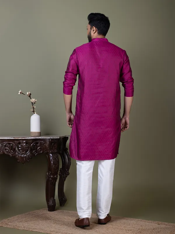 Men_Jacquard_Purple_Kurta